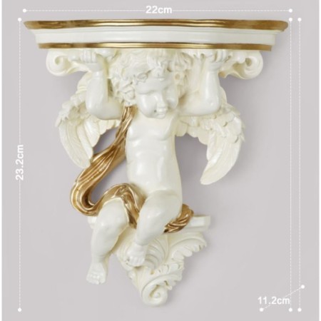 Wallness Decor-Column "Angel, 23.2 x 22 cm, white with gold-4