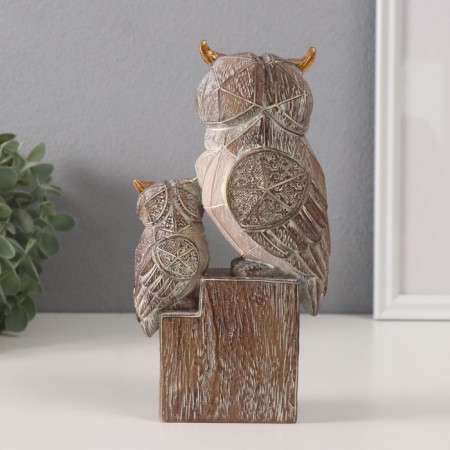 Polystone souvenir "Eagle owl with a modern podium" Bezh 11x7.3x20.5 cm-2