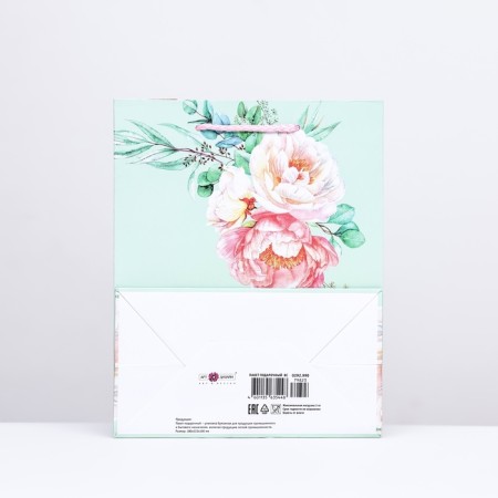 Gift package "Flowers", turquoise, 18 x 22.3 x 10 cm-1
