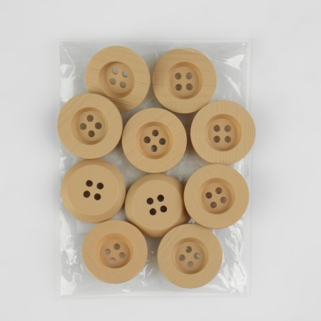A set of buttons, 4 punctures, d = 22 mm, 10 pcs, beige color-3