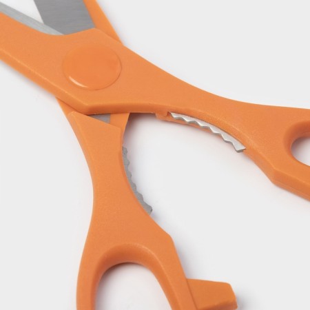 A set of kitchen knives on a stand, 8 knives, knife, scissors, orange color-7