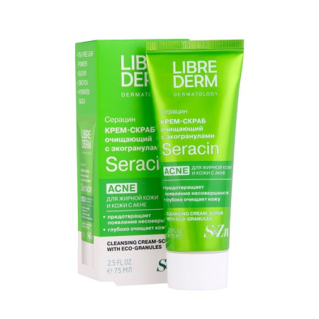 Cream-scrub with eco-granules Librederm Seracin for oily skin, 75 ml
