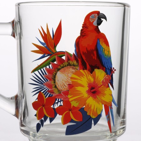 Glass Glass "Tropical Birds", 200 ml, MIX drawing-1