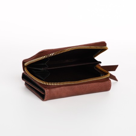 Women's wallet on the button, the color of beige-brown-4