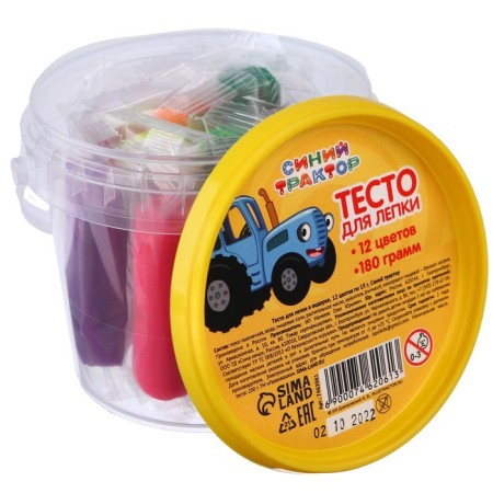 Modeling dough, 12 colors, 15 g each, blue tractor-2