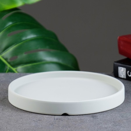 Ceramic tray for a flower pot up to 16.5 cm, gray, 18 cm