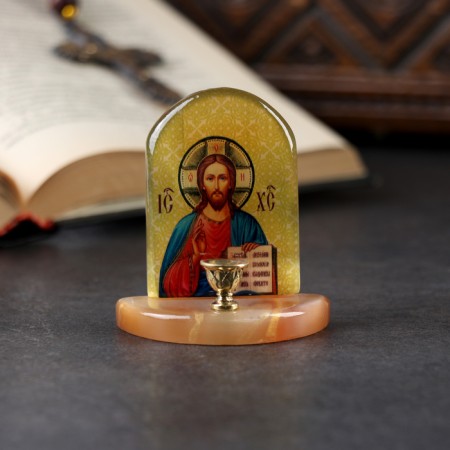 Icon with a candlestick "Jesus Christ", selenite