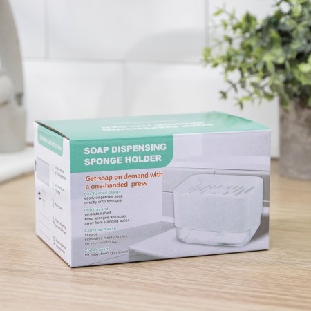 A dispenser for a detergent with a sponge stand, 250 ml, a sponge in the kit, the color is blue-3