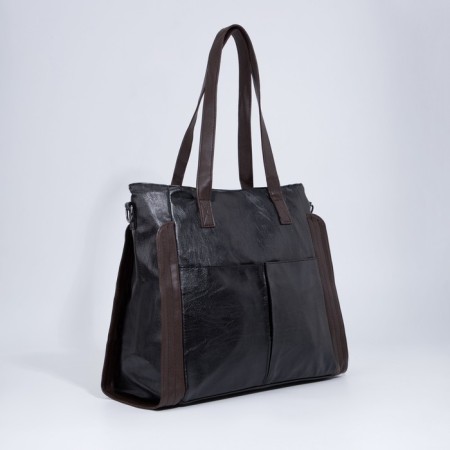 Soper bag with zipper, black color-2
