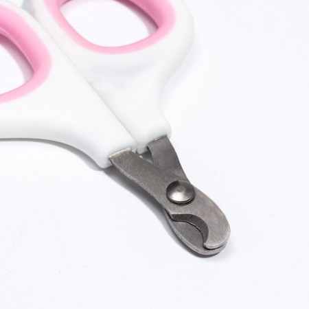 Coger scissors with soft handles, hole 8 mm, white-pink-1