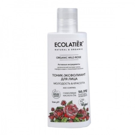 Тоник эксфолиант для лица Ecolatier Organic Wild Rose «Молодость & красота», 150 мл