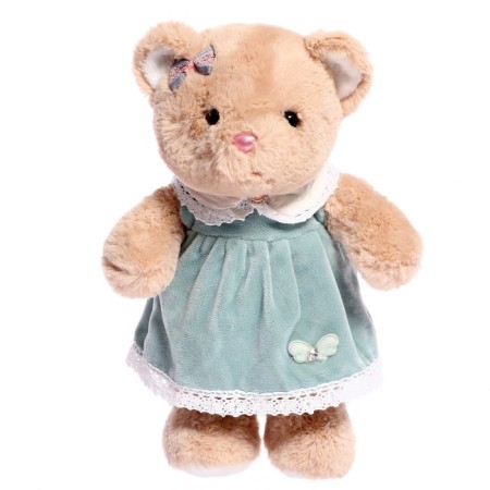 Soft toy "Bear" in a green dress, 30 cm