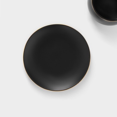 Tea couple ceramic with a spoon "Mati", 2 items: a cup 280 ml, a saucer d = 13.5 cm, black color-3
