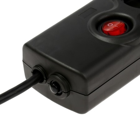 Luazon Lighting network filter, 5 outlets, 3 m, 2200 W, 3x0.75 mm2, 10 A, 220 V, with a fuse, black-5