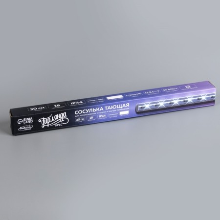 Garland "icicles" melting 0.3 m, IP44, transparent thread, 18 LED, white glow, overflows, 220 V-8