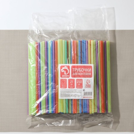 Disposable tubes for drinks Fresh, 21 cm, d = 7 mm, 250 pcs, color mix-3