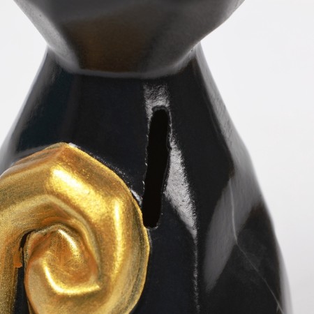 Pig a piggy bank "Geometric cat" Black-gold, 19cm-4