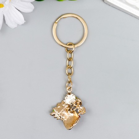 Metal keychain, enamel "Strawberry with flowers" 9x3 cm-3