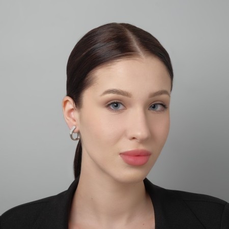 Earrings with rhinestones "Magic" curl, white color in silver-3