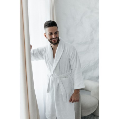 Tainted male bathrobe, size 46, white color-5