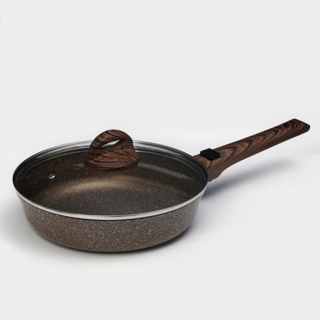 Sleeping pan “Brownie”, D = 24 cm, removable handle, glass cover, anti -stick coating, induction