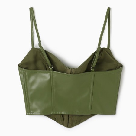 Women's leather corset, mist, p. L, khaki-8