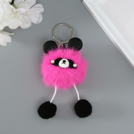 Fluffy on the ring "Panda Modnik" Pink 9x6x6 cm-1