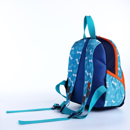 Baby backpack on lightning, external pocket, reflective element, blue color-1