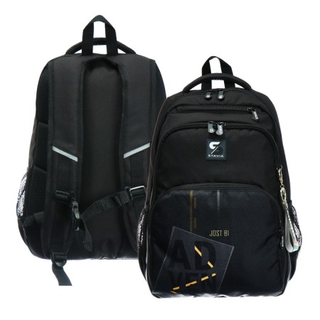 Youth backpack, 42 ​​x 31 x 13 cm, ergonomic back, stavia "adventure", black