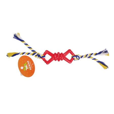Chewing toy with rope "Bow", 11 cm, mix of flowers-4