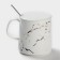 Ceramic mug with a spoon "White Marble", 350 ml, white color
