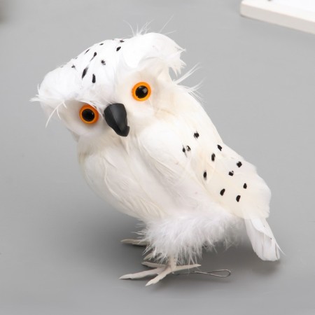 Fluffy "Filin with black spots" white 8.5x10x16.5 cm