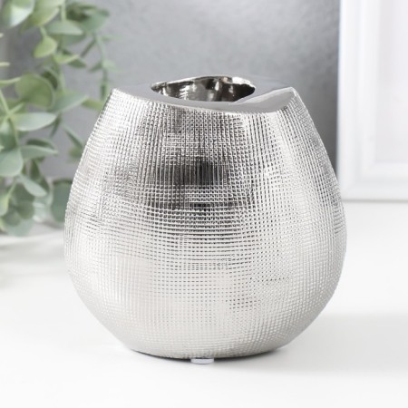 Ceramics candlestick per 1 candle "Gloria" d = 4 cm silver 12.5x8x12 cm-1