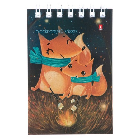 Notepad A7, 40 sheets on the crest "Magic foxes", covered cardboard, block 55g/m2, mix-1