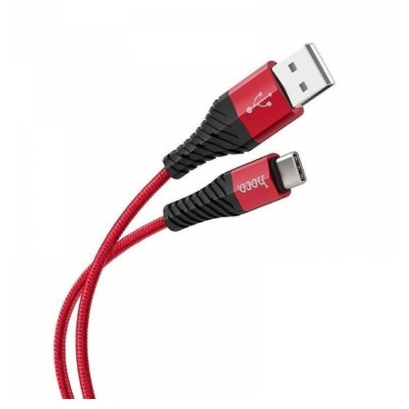 Hoco X38, USB cable - Type -C, 3 A, 1 m, nylon, red-1