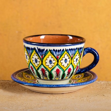 Tea couple Rishtan ceramics "Flowers", 200ml, blue-1