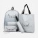 A backpack with a zipper, an outer pocket, a set of a chover, bag, color gray