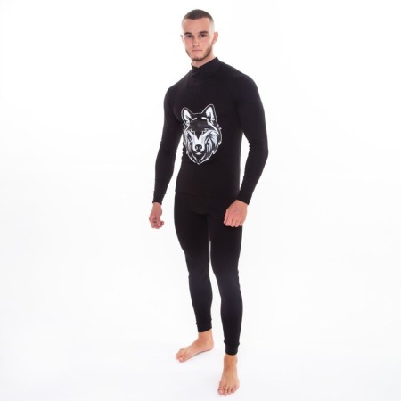 Male thermal underwear (fufaika, pants) print wolf, black color, size 56-3