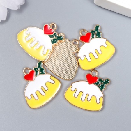 Decor for creativity metal, enamel "cupcake with heart" 2x2 cm-2