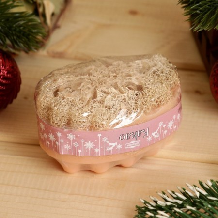 New Year. Massage soap with Luffa "hot cocoa" 100 g-3