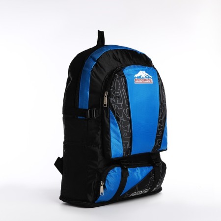 A backpack on a zipper with an increase, 55l, 5 external pockets, blue color-2