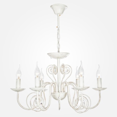 Tomas 6x60W E14 chandelier is white, gold