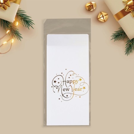 Gift envelope, Happy New Year, embossing, designer paper, 11 x 22 cm, New Year-6