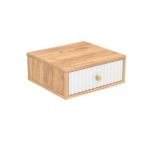Тумба подвесная "Репит", 380х350х152 1 ящик, Крафт Золотой, Белый глянец, Золото