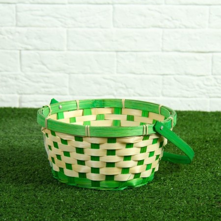 Wicker basket, bamboo, 21x21x10/24 cm, green-1