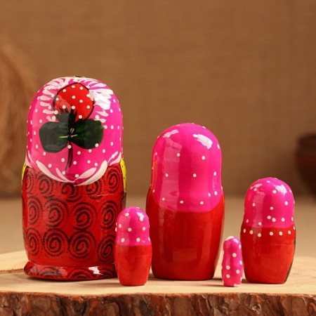 Matryoshka 5 puppet "Katya" berries, 12-13 cm, manual painting.-5