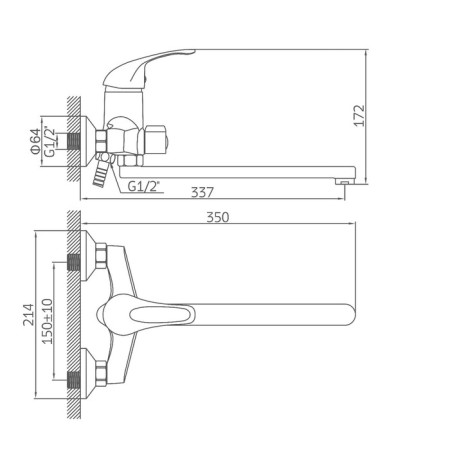 Accoona A7143 bath mixer, single -leaf, silumin, chrome-8
