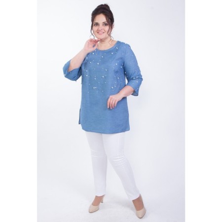 Female blouse, size 52, blue color-1