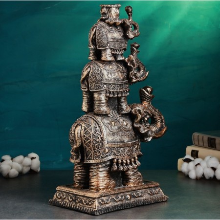 Figure "Elephants Pyramid" bronze, 18x32x50cm-2