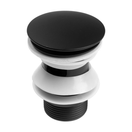 Bottom valve Zein English, a large button, with overflow, stainless steel, black